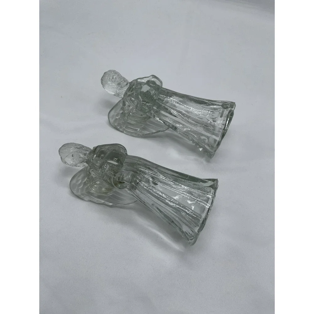 Angels Candlestick Holders Christmas 6-Inch-Tall Candle‎ Holiday Clear Glass